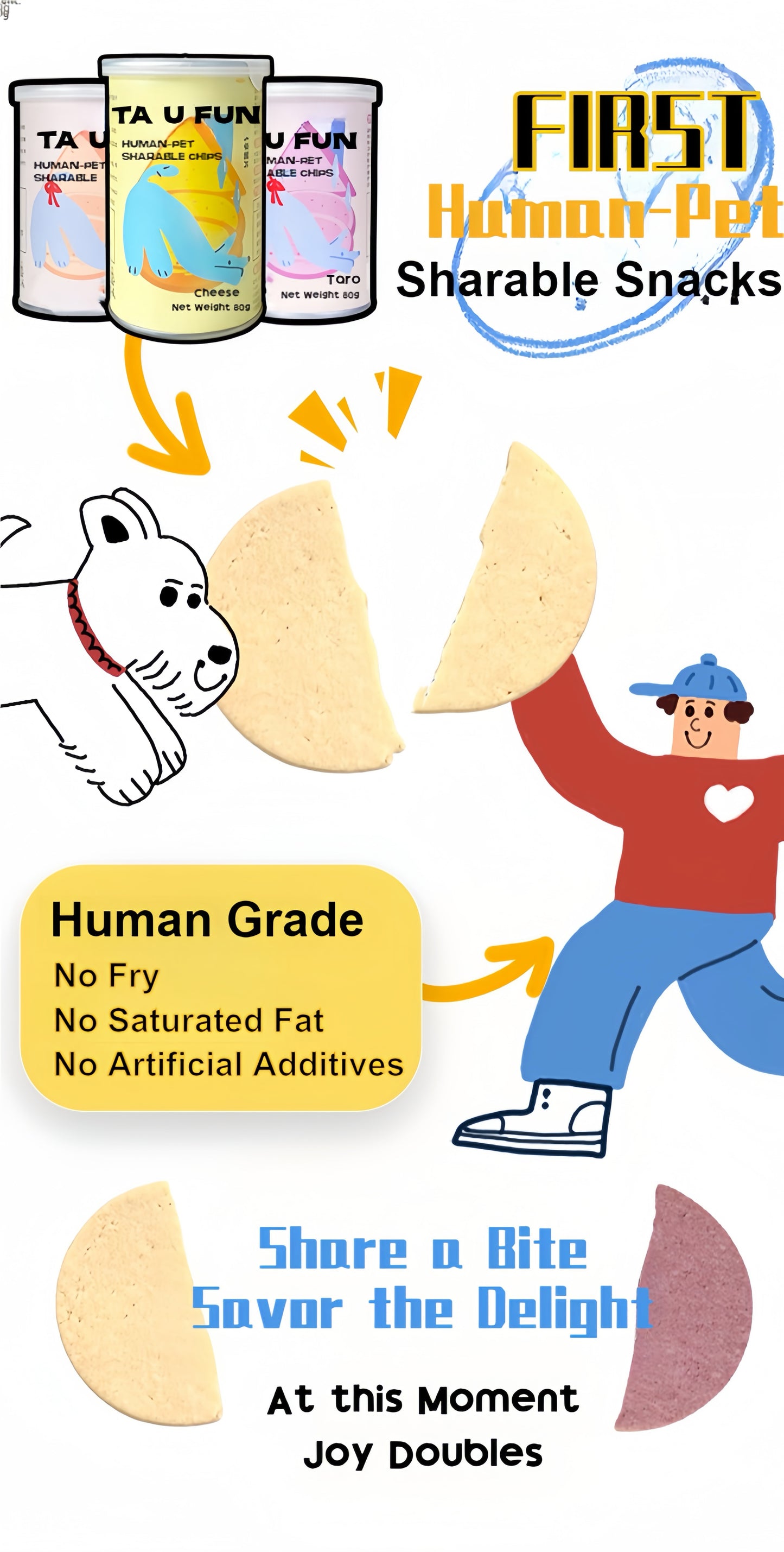 New Flavor - Ta U Fun Cheese Chips, Human-Pet Sharable Snack