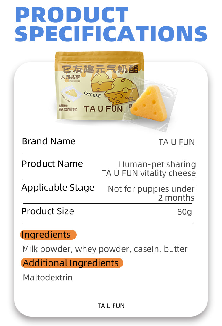 TA U FUN Vitality Cheese, Human-Pet Sharable Snack